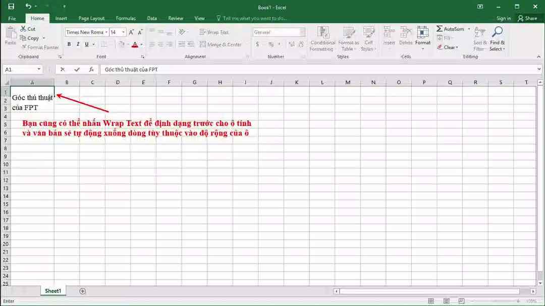 Cách xuống dòng trong Excel đơn giản mà ai cũng làm được