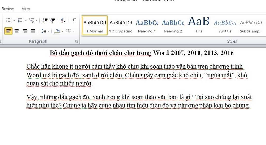 Hình ảnh minh họa cho các dấu gạch đó có trong word