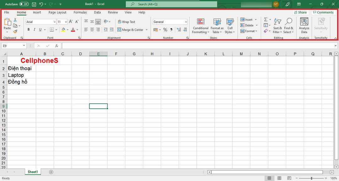 Thanh công cụ trong excel được sử dụng thường xuyên