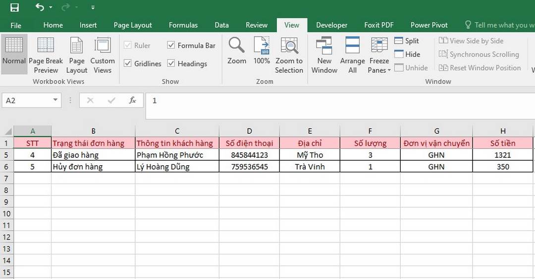 Cách cố định dòng trong excel - cố định nhiều dòng trong excel