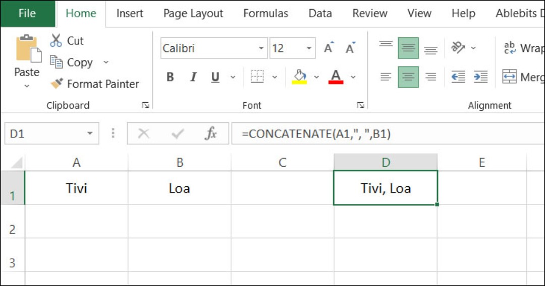 Kết quả trả về sau khi sử dụng cách gộp ô trong Excel