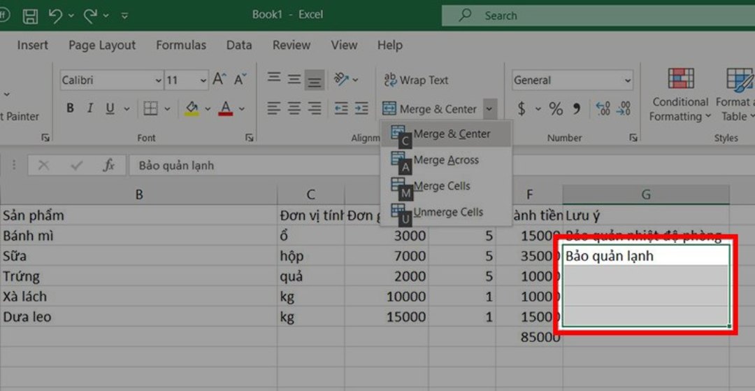 Cách gộp ô trong Excel bằng một số phím tắt cơ bản