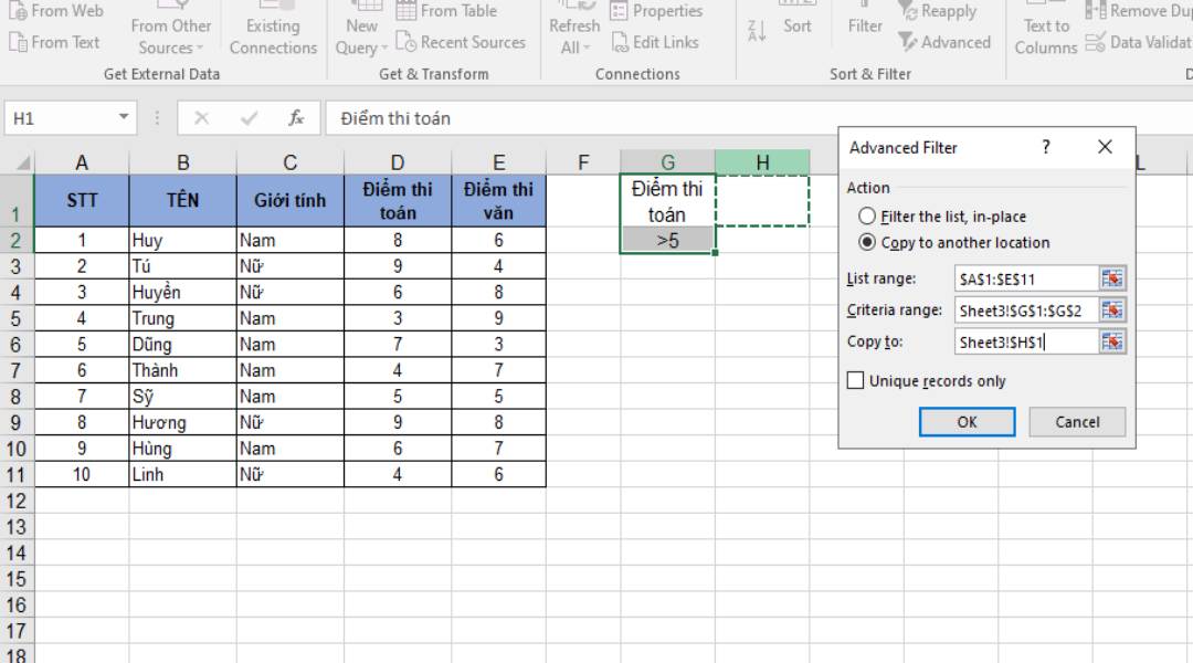 Vận dụng cách lọc dữ liệu trong excel để giúp ích cho bản thân