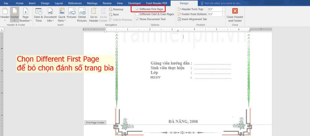 Hướng dẫn cách đánh số trang từ trang 2, đánh số trang bất kỳ trong Word