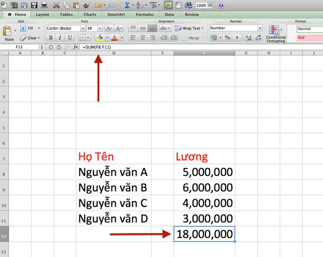 Những lưu ý khi dùng Hàm SUM trong Excel